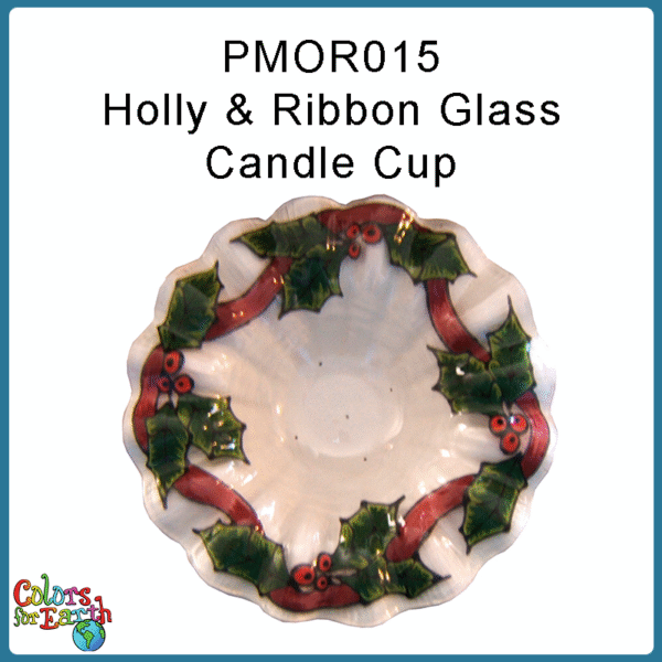 Holly & Ribbon Glass Candle Cup-PDF