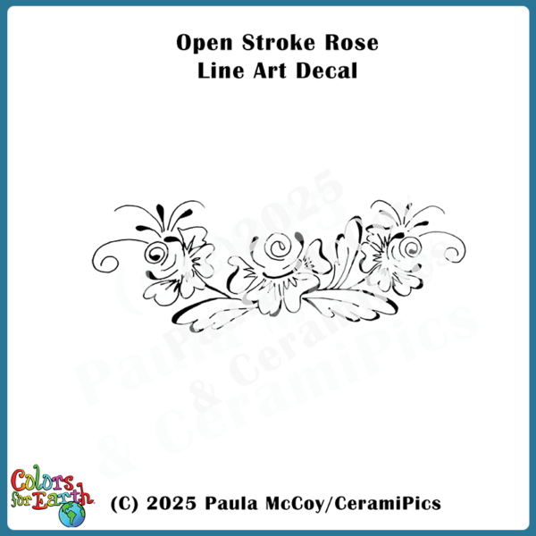Open Stroke Roses Line Art - Waterslide Decals