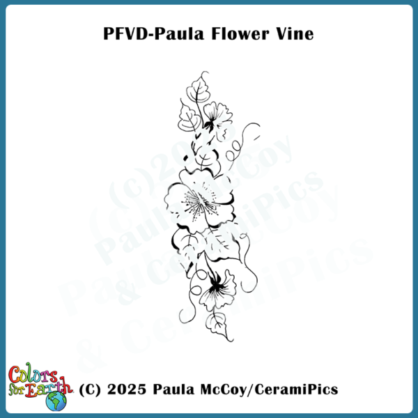 Paula Flower Vine Line Art - Waterslide Decals