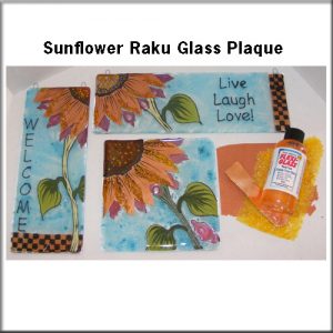 Sunflower Raku Glass Plaque