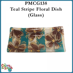 PMCG138 Teal Stripe Floral Dish (Glass) - PDF