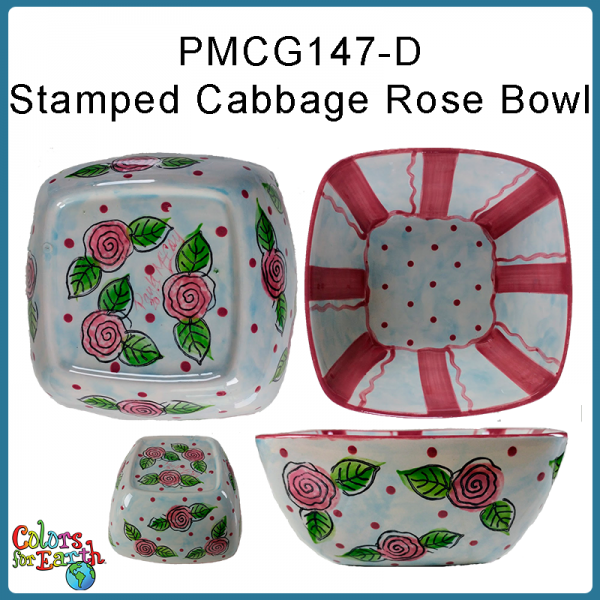 PMCG147-D Stamped Cabbage Rose Bowl