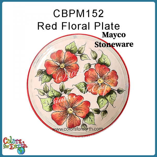 Red Floral Plate - Image 4