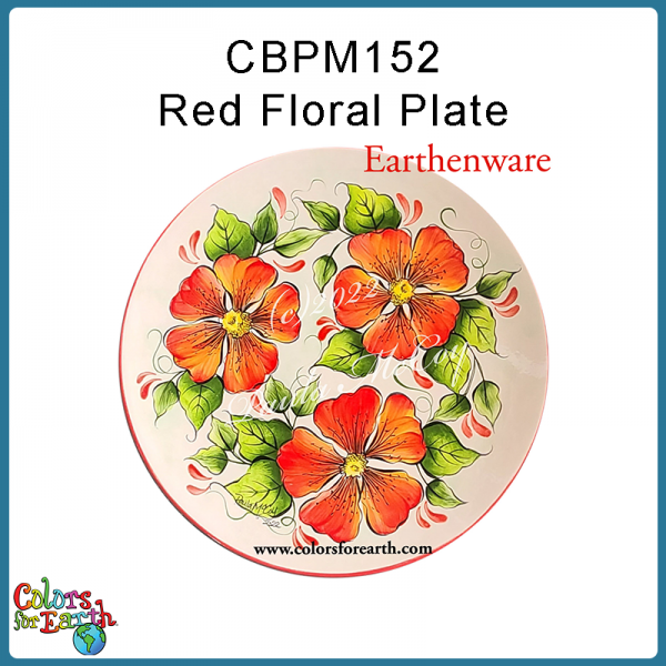 Red Floral Plate - Image 3