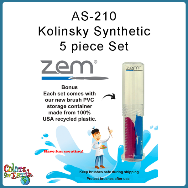 AS-210 Kolinsky Synthetic 5-piece Combo Set - Image 2