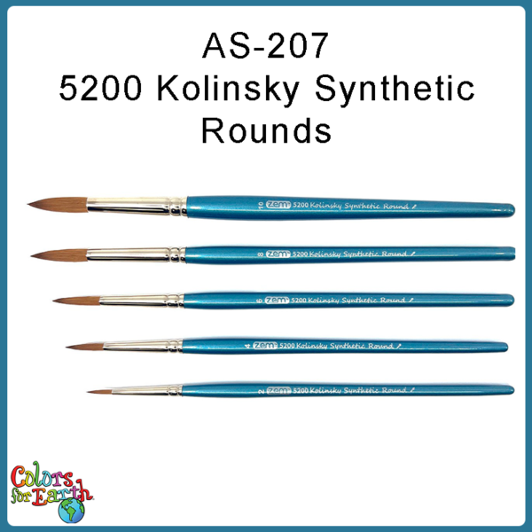 AS-207 Kolinsky Synthetic Rounds Brush Set 5 pcs
