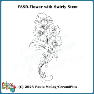 Flower with Swirly Vine - Waterslide Decals
