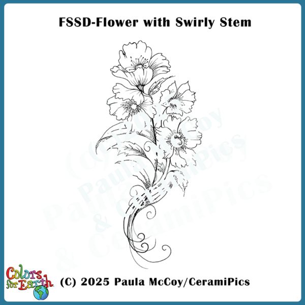 Flower with Swirly Vine - Waterslide Decals