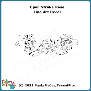 Open Stroke Roses Line Art - Waterslide Decals