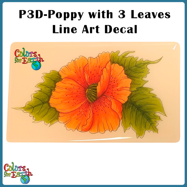 Poppy with 3 Leaves - Waterslide Decals