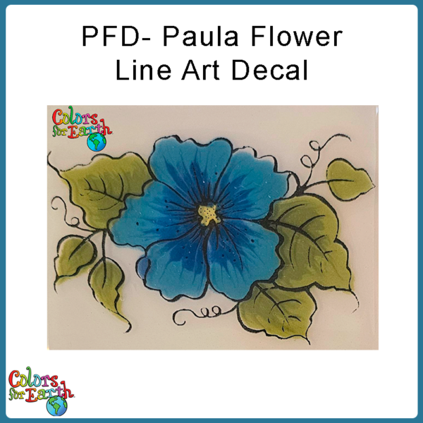 Paula Flower Line Art - Waterslide Decals