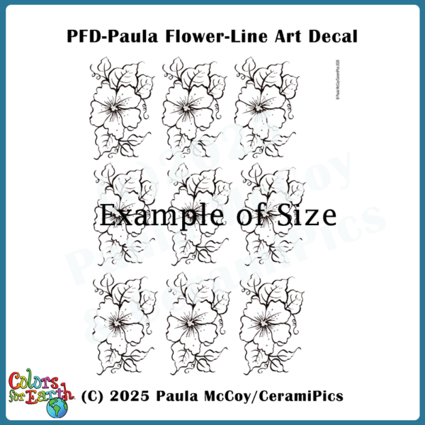 Paula Flower Line Art - Waterslide Decals - Image 2