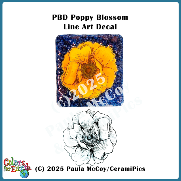 Poppy Blossom Line Art - Waterslide Decals - Image 2