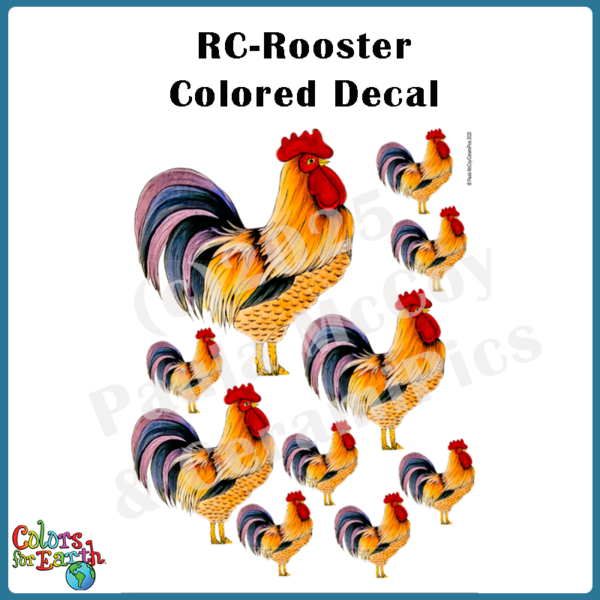 Rooster Colored - Waterslide Decals