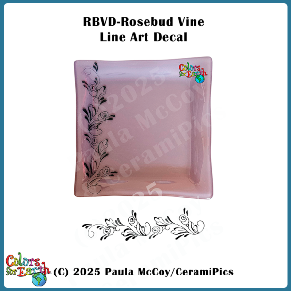 Rosebud Vine Line Art - Waterslide Decals - Image 2