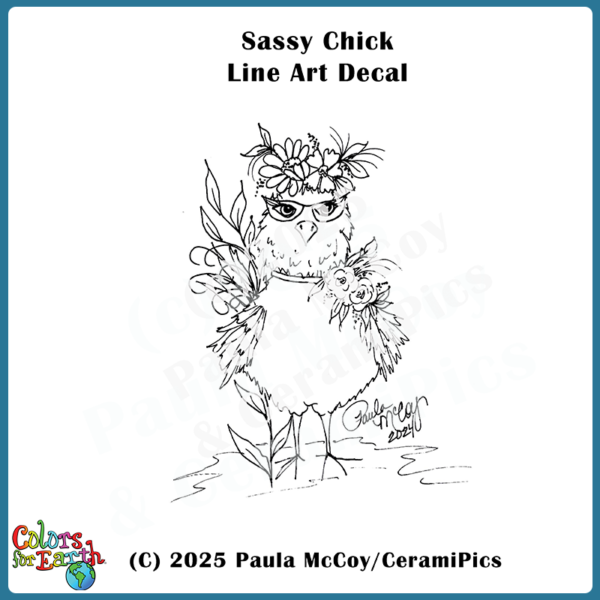 Sassy Chick Line Art - Waterslide Decals