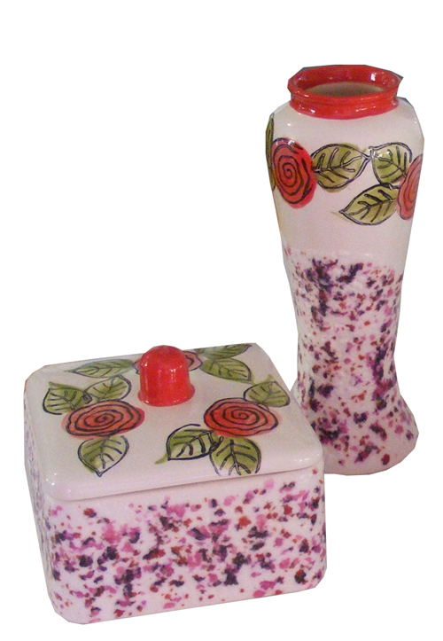 Cabbage Rose Box & Vase
