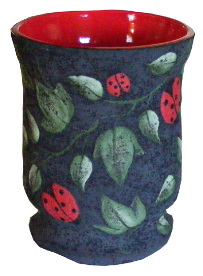 Ladybug Relief Vase