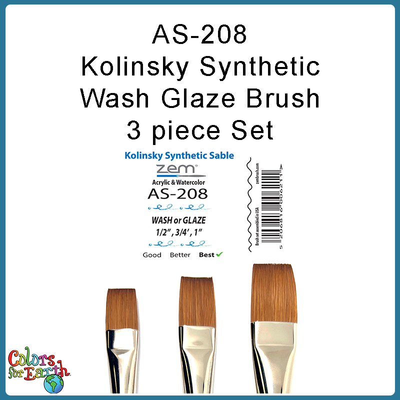 AS-208 Kolinsky Synthetic Wash Glaze Brush Set 3 pcs - Image 4
