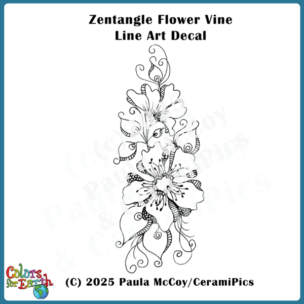 Zentangle Flower Vine - Waterslide Decals